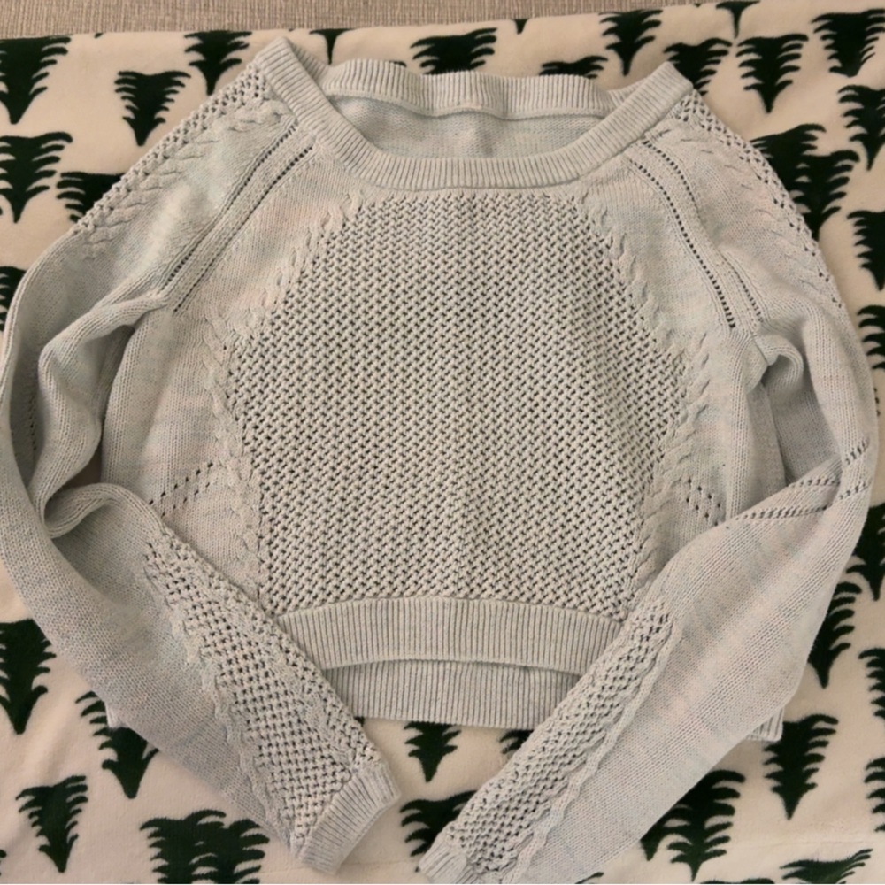 Lululemon Light Blue Knit Cropped Sweater